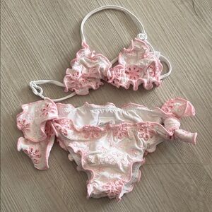 MC2 Saint Barth Pink and White Floral Kids Bikini